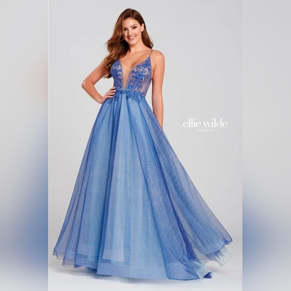 Ellie Wilde Sparkling Blue Evening Dress